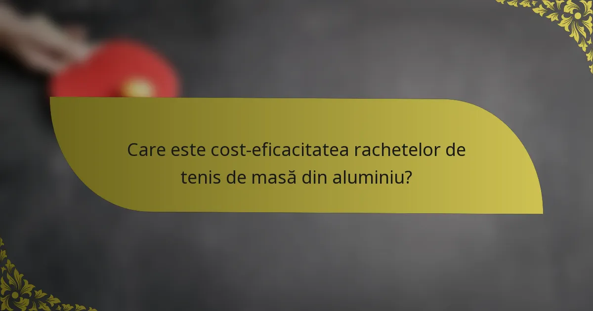 Care este cost-eficacitatea rachetelor de tenis de masă din aluminiu?