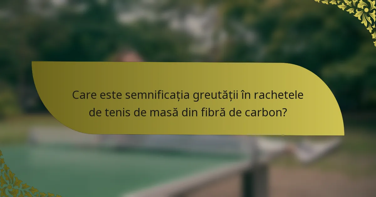 Care este semnificația greutății în rachetele de tenis de masă din fibră de carbon?