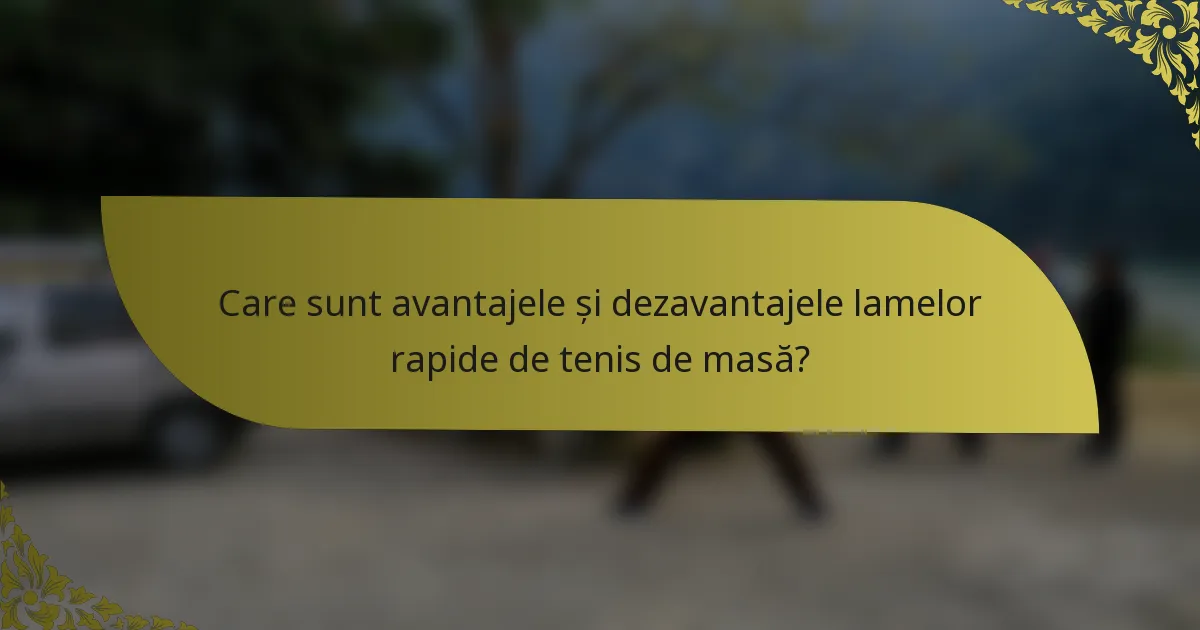 Care sunt avantajele și dezavantajele lamelor rapide de tenis de masă?