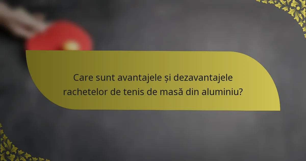 Care sunt avantajele și dezavantajele rachetelor de tenis de masă din aluminiu?
