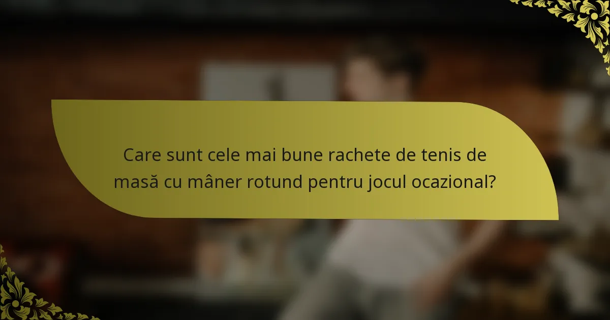 Care sunt cele mai bune rachete de tenis de masă cu mâner rotund pentru jocul ocazional?