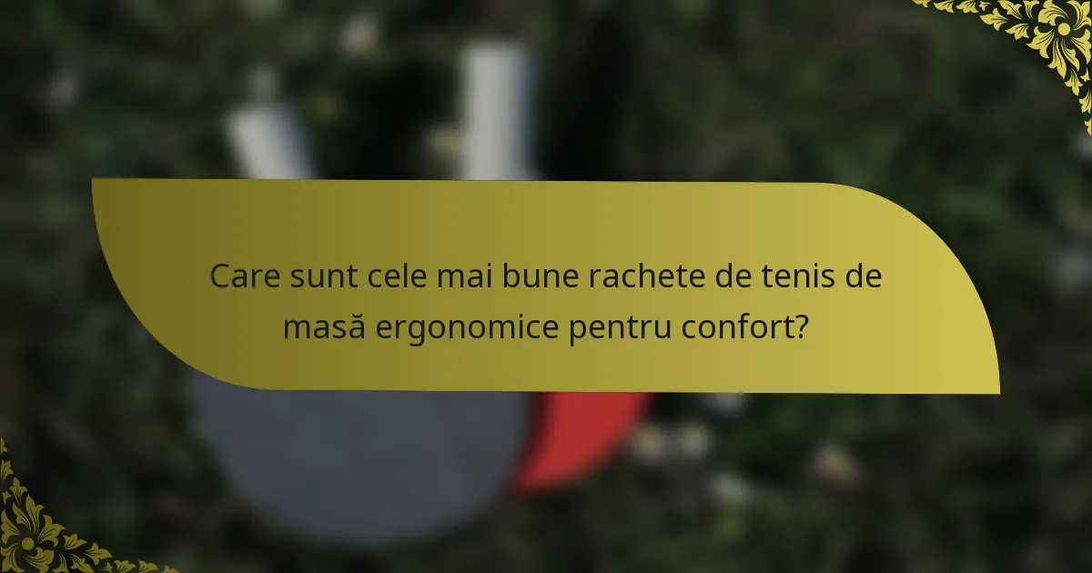 Care sunt cele mai bune rachete de tenis de masă ergonomice pentru confort?
