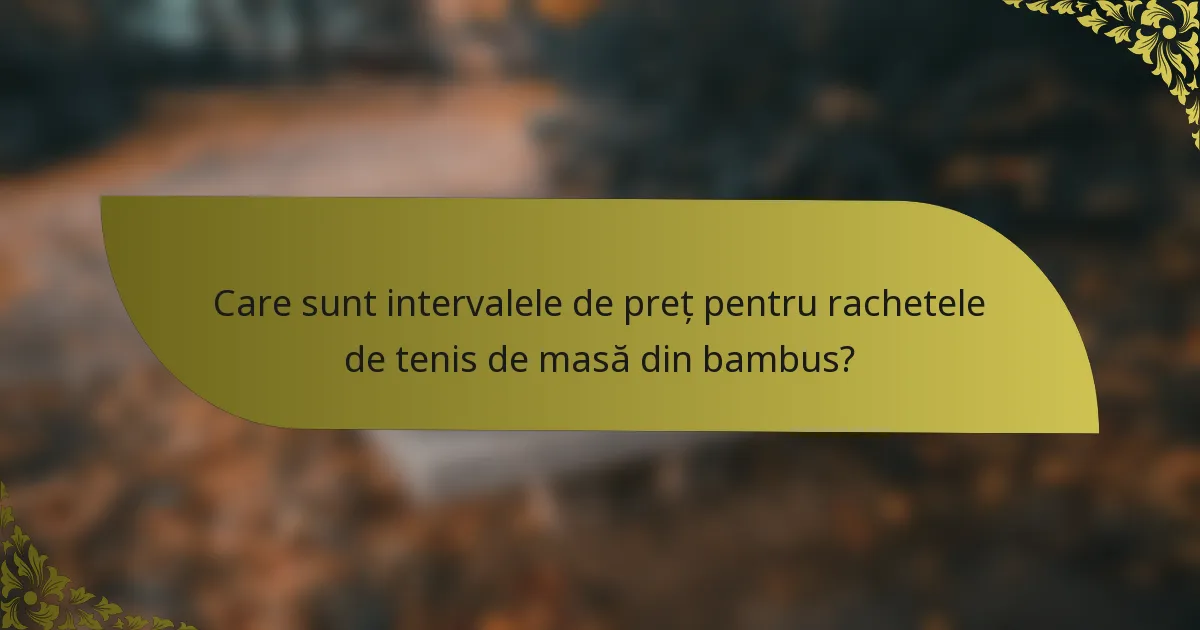 Care sunt intervalele de preț pentru rachetele de tenis de masă din bambus?