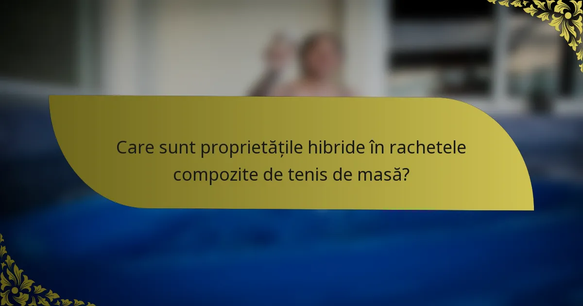 Care sunt proprietățile hibride în rachetele compozite de tenis de masă?