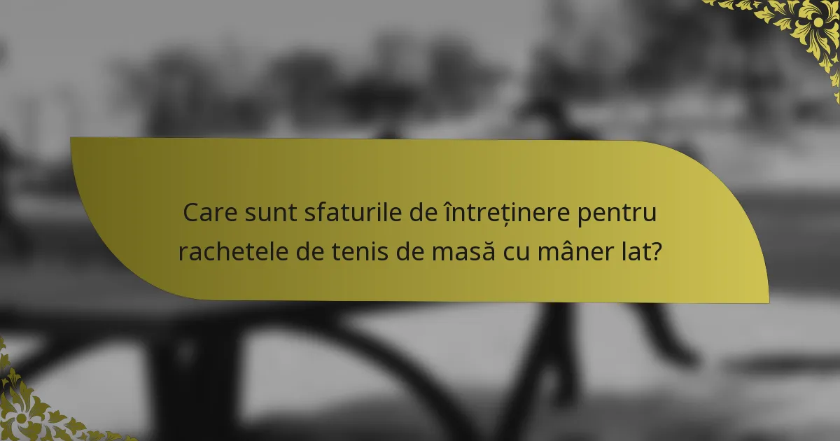 Care sunt sfaturile de întreținere pentru rachetele de tenis de masă cu mâner lat?