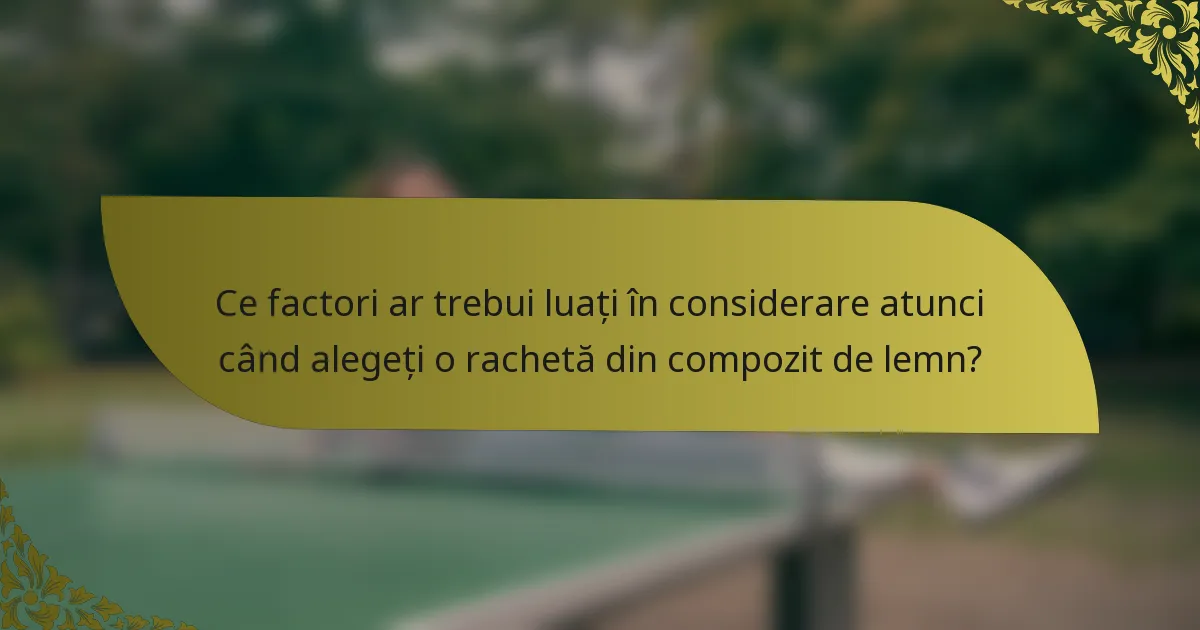 Ce factori ar trebui luați în considerare atunci când alegeți o rachetă din compozit de lemn?