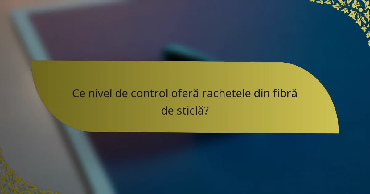 Ce nivel de control oferă rachetele din fibră de sticlă?