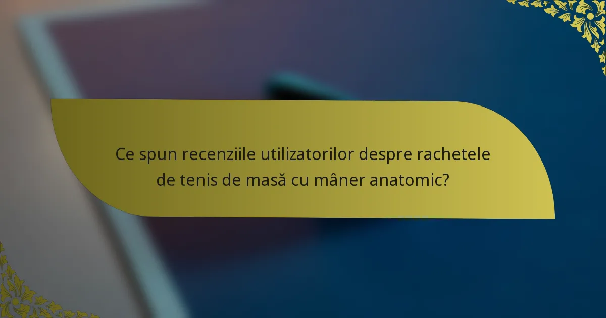 Ce spun recenziile utilizatorilor despre rachetele de tenis de masă cu mâner anatomic?