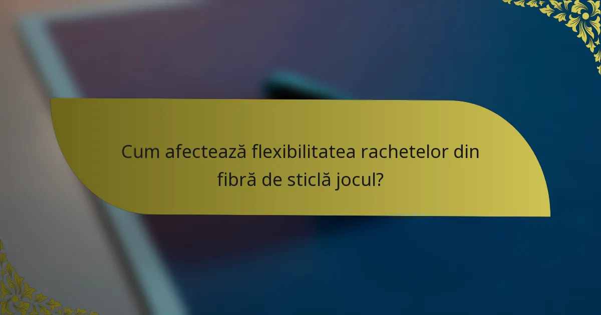Cum afectează flexibilitatea rachetelor din fibră de sticlă jocul?