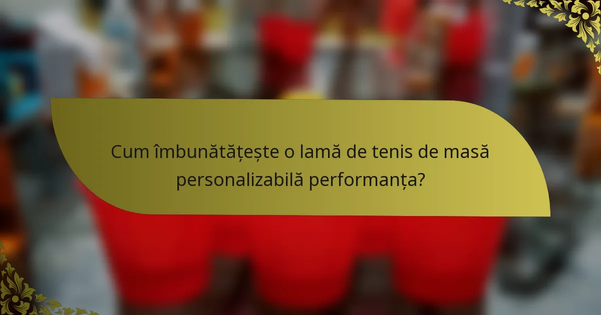 Cum îmbunătățește o lamă de tenis de masă personalizabilă performanța?
