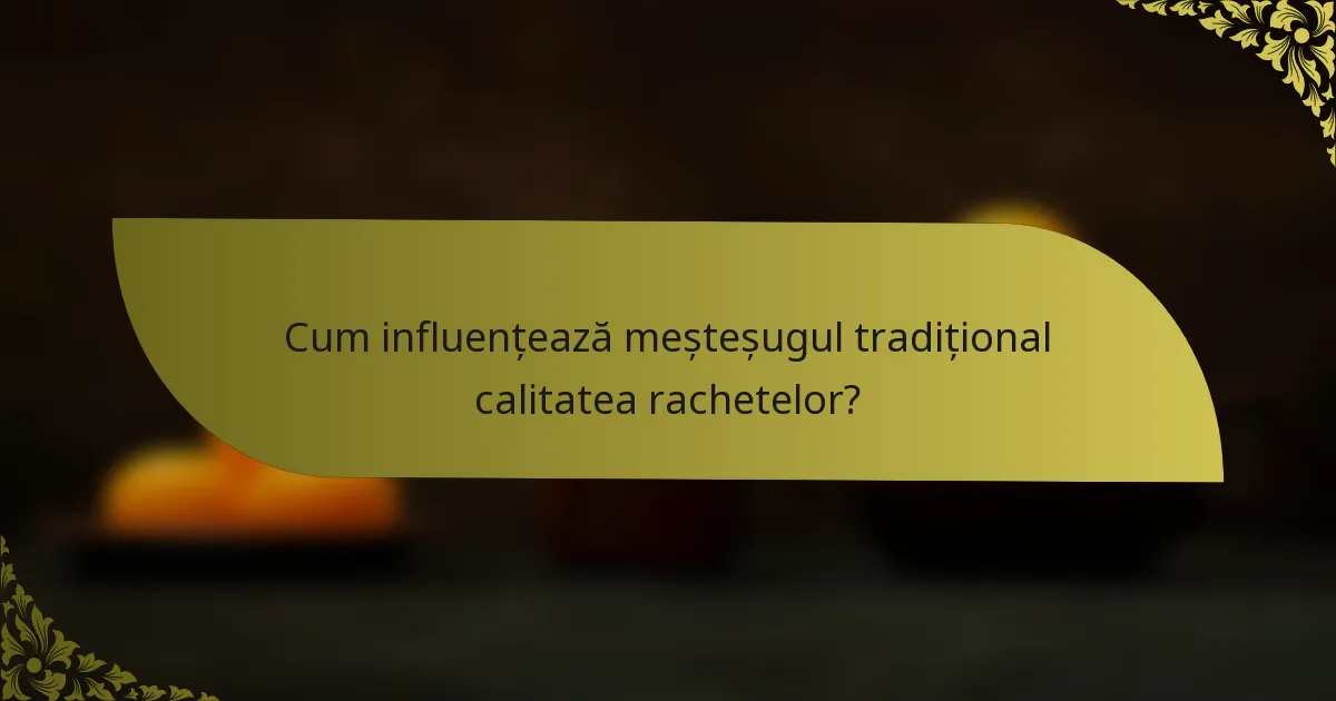 Cum influențează meșteșugul tradițional calitatea rachetelor?