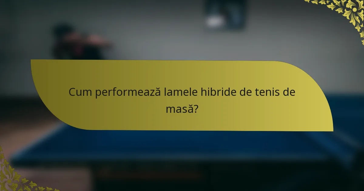 Cum performează lamele hibride de tenis de masă?