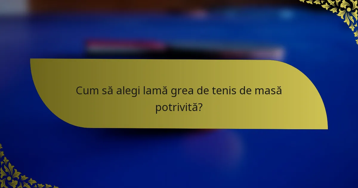 Cum să alegi lamă grea de tenis de masă potrivită?