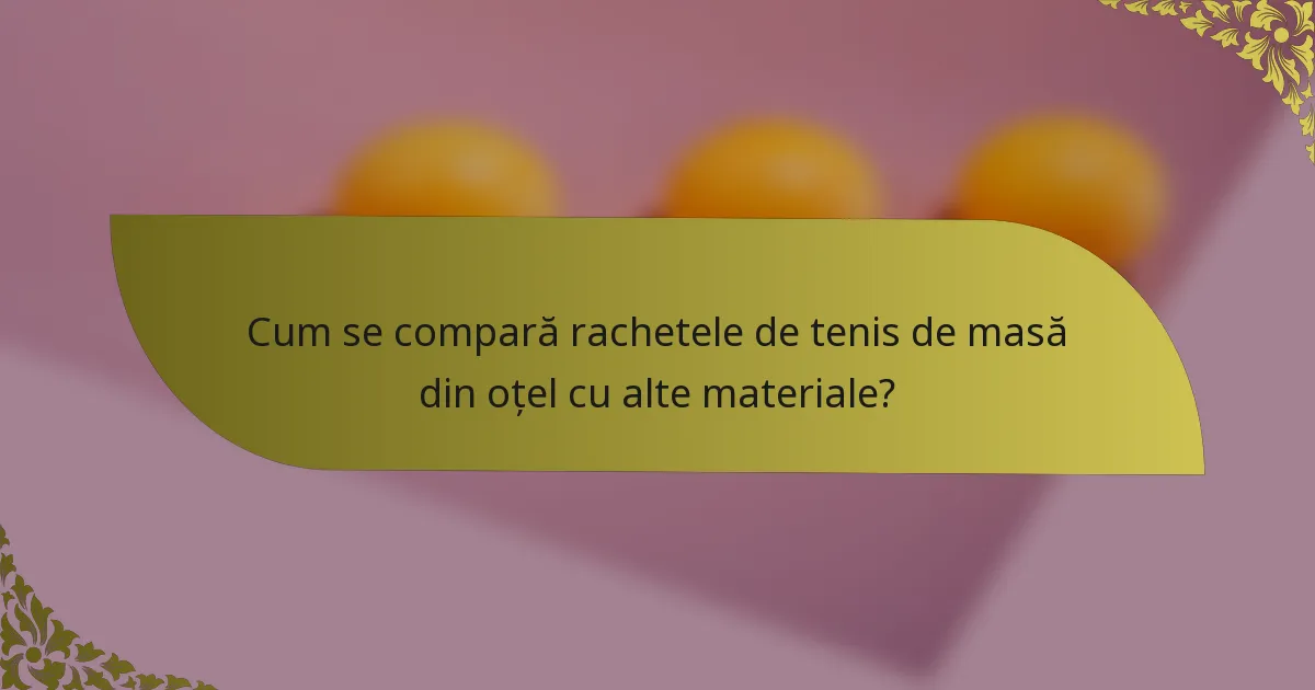 Cum se compară rachetele de tenis de masă din oțel cu alte materiale?